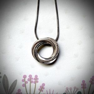 Swirly diamond sapphire sparkly vintage sterling necklace